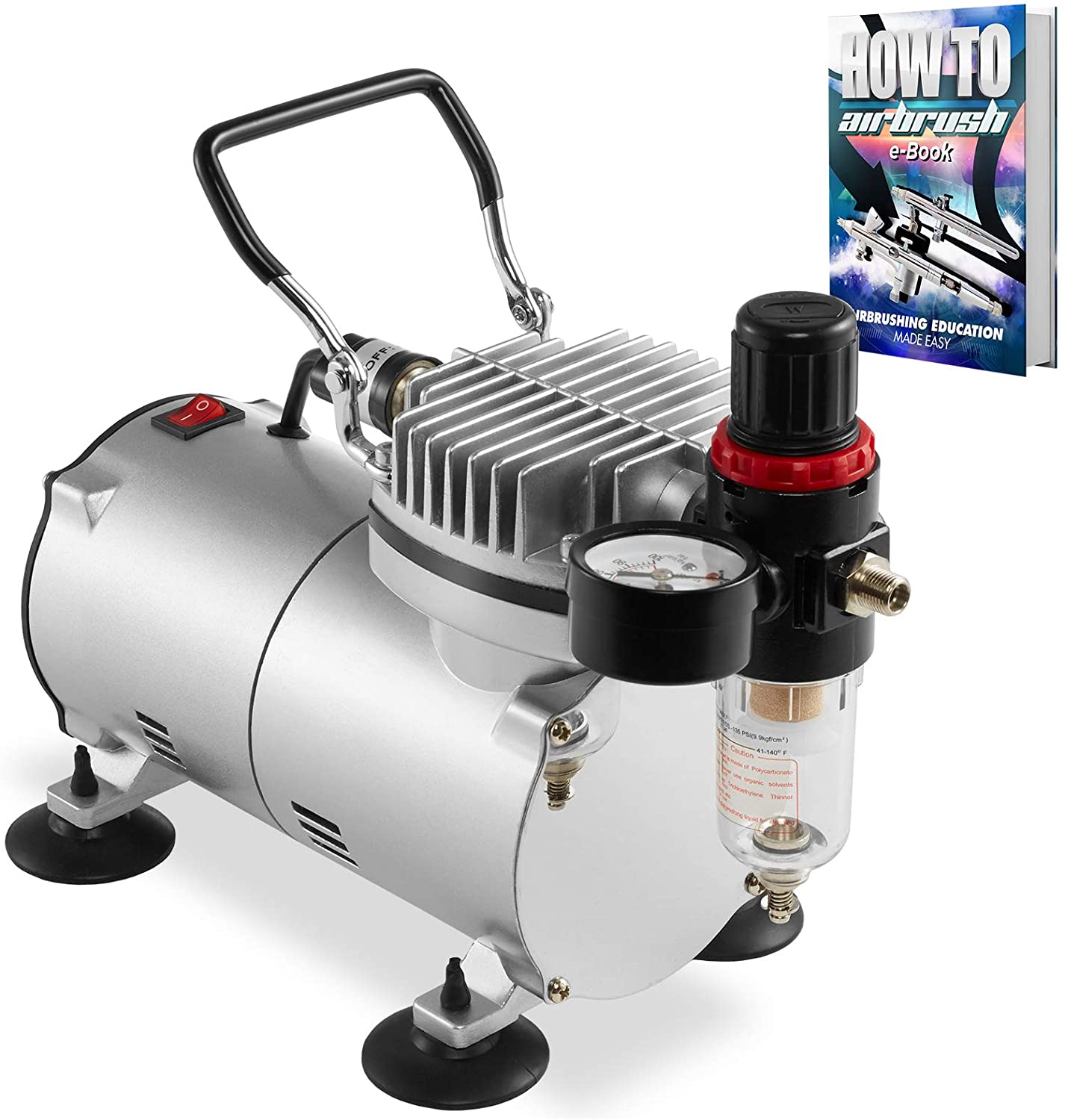 Hseng Extra Quiet Airbrush Compressor With Built-in Tank - 60W For Multi-Brand Airbrushes