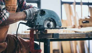 Circular Saw Blade being used to cut wood