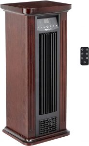 AmazonBasics Infrared Quartz Tower Heater, Brown Wood Grain Finish, 1500W