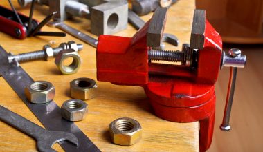 Bench vise mounted in workshop